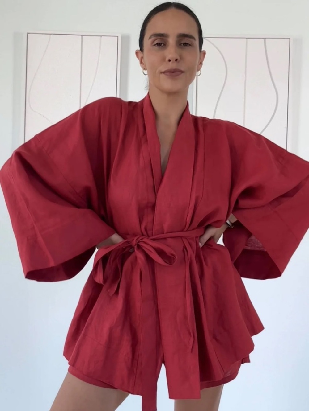 UNIKSPACE ANYA LINEN KIMONO DESERT ONE SIZE - Picture 3 of 8